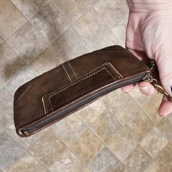 Coach Brown Suede Wristlet. - Picture 5 of 8